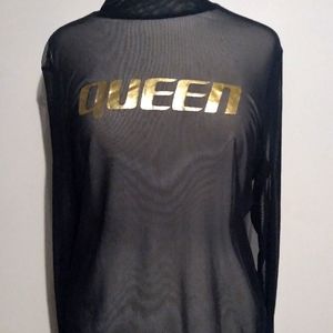 Large Black Queen Sheer long sleeved shirt